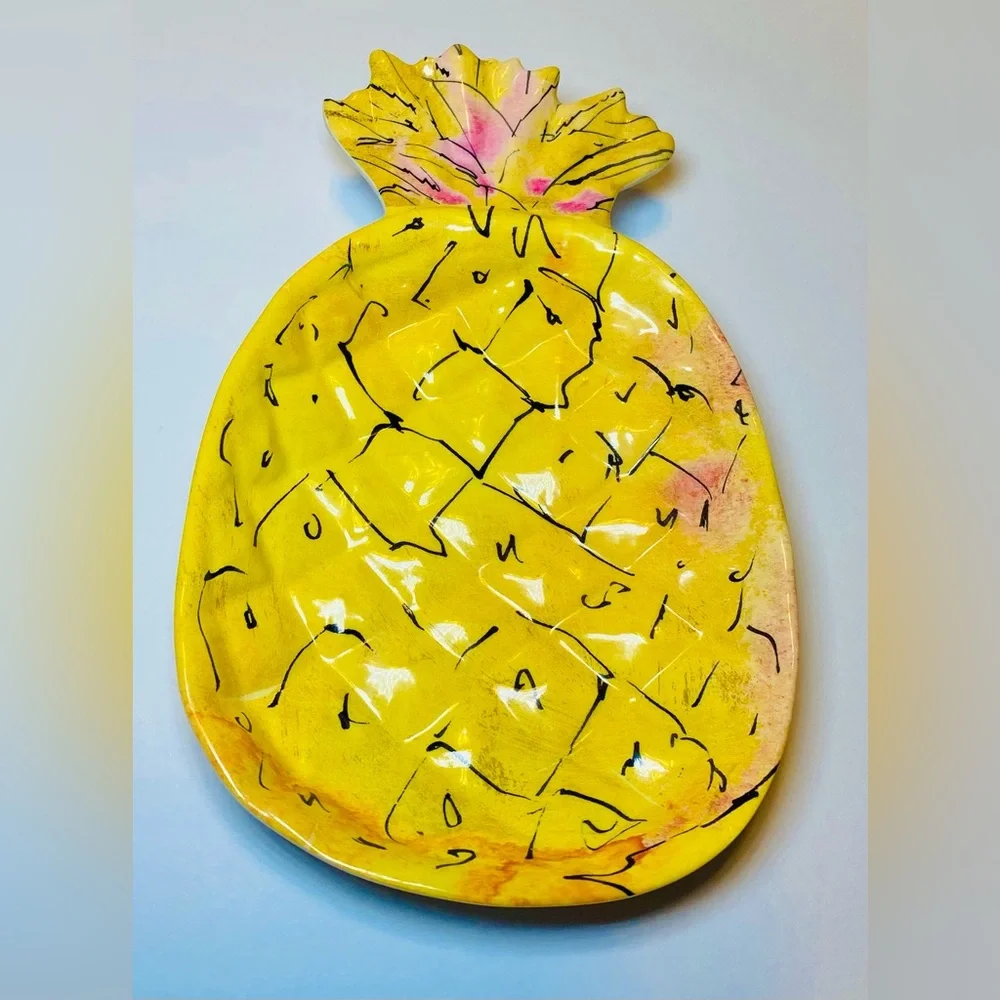 Pineapple Melamine‎ Serving Set Tropical Outdoor Pool Party Set of 6